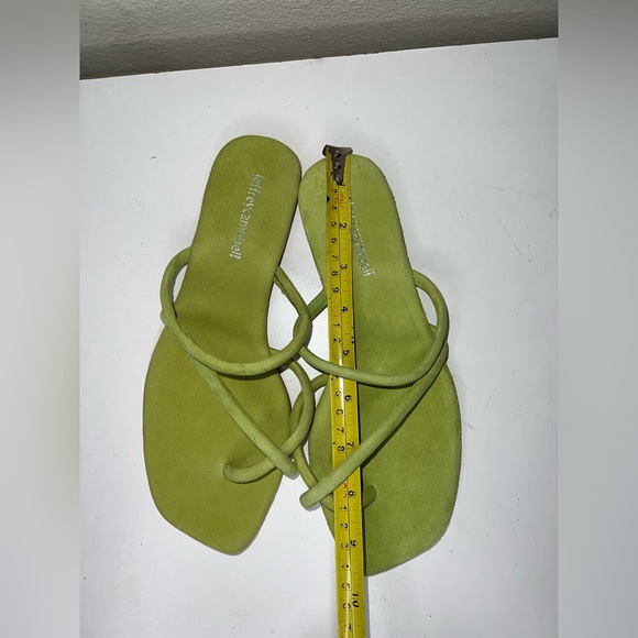 Jeffrey Campbell Rania Green Suede Slip On Strappy Flat Sandal Shoes Sz 7/38 - Picture 4 of 5
